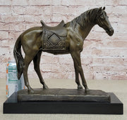 Large Original Loving Horse with his Saddle Western Cowboy Bronze Sculpture sale