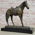 Large Original Loving Horse with his Saddle Western Cowboy Bronze Sculpture sale