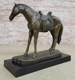 Large Original Loving Horse with his Saddle Western Cowboy Bronze Sculpture sale