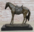 Load image into Gallery viewer, Large Original Loving Horse with his Saddle Western Cowboy Bronze Sculpture sale
