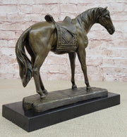 Large Original Loving Horse with his Saddle Western Cowboy Bronze Sculpture sale