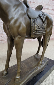 Large Original Loving Horse with his Saddle Western Cowboy Bronze Sculpture sale