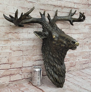 Hanging Wall Art Mounted Elk Deer Bust Head Stag Antlers Buck Bronze Sculpture