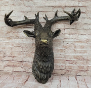 Hanging Wall Art Mounted Elk Deer Bust Head Stag Antlers Buck Bronze Sculpture