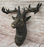 Hanging Wall Art Mounted Elk Deer Bust Head Stag Antlers Buck Bronze Sculpture
