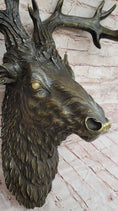 Load image into Gallery viewer, Hanging Wall Art Mounted Elk Deer Bust Head Stag Antlers Buck Bronze Sculpture
