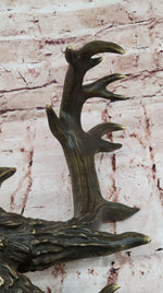 Hanging Wall Art Mounted Elk Deer Bust Head Stag Antlers Buck Bronze Sculpture