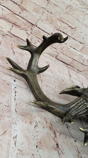 Hanging Wall Art Mounted Elk Deer Bust Head Stag Antlers Buck Bronze Sculpture