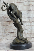 Load image into Gallery viewer, Puma Cougar Mountain Lion on Tree Branch Bronze Statue Sculpture Figurine Decor

