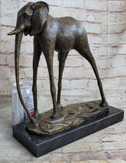 Hot Cast Bronze Metal Elephant Sculpture Statue Figure after Salvador Dali on Marble Base