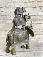 Stacked 3 Lucky Elephants Bronze Metal Statue Sculpture Figurine 12