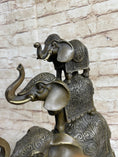 Load image into Gallery viewer, Stacked 3 Lucky Elephants Bronze Metal Statue Sculpture Figurine 12" x 12"
