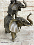 Load image into Gallery viewer, Stacked 3 Lucky Elephants Bronze Metal Statue Sculpture Figurine 12" x 12"
