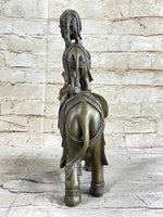 Stacked 3 Lucky Elephants Bronze Metal Statue Sculpture Figurine 12