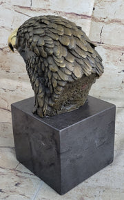 Bust American Bald Eagle Bronze Marble Sculpture Statue Figurine Art Deco Figure