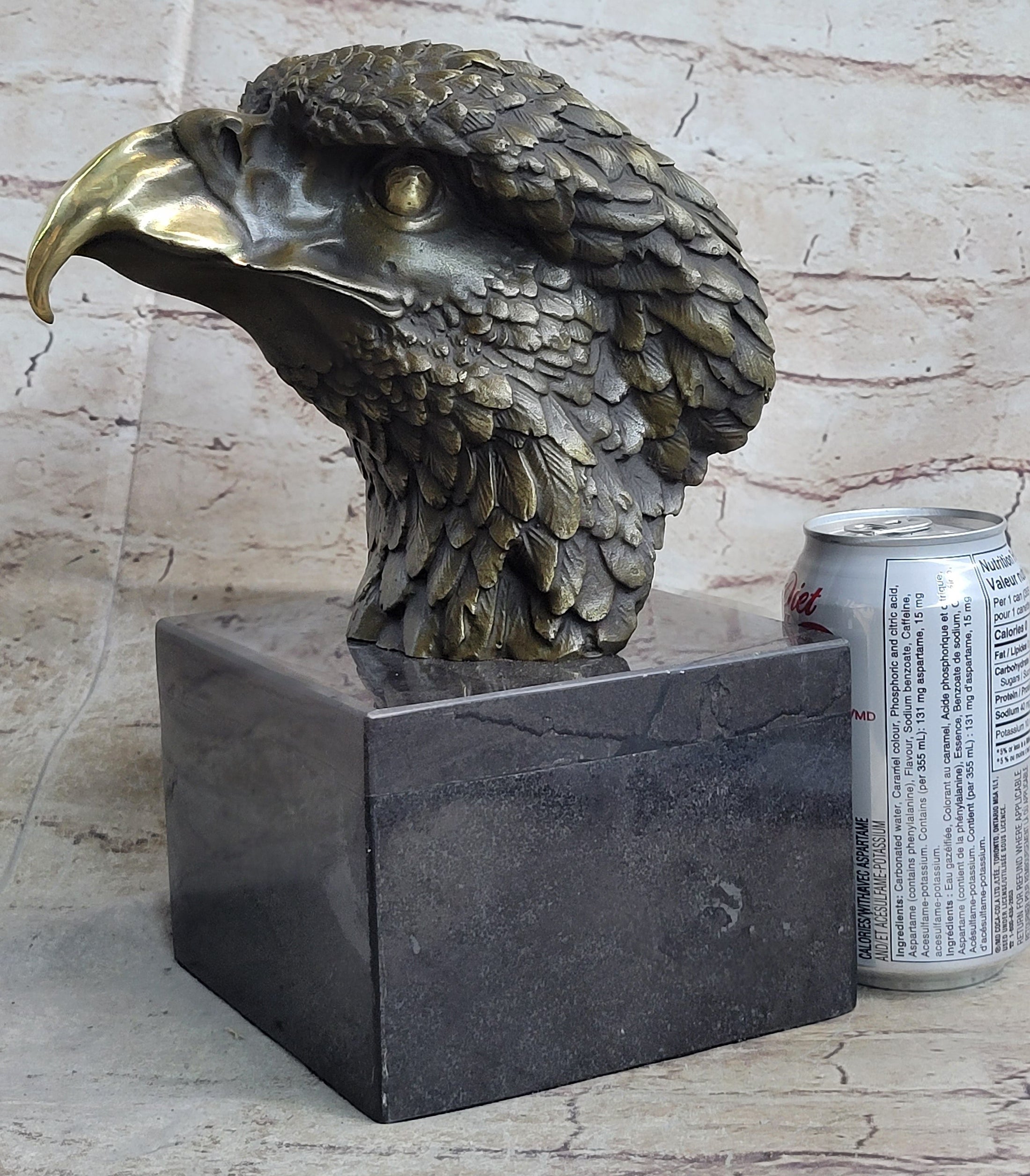 Signed Original Impressive Large Eagle Bird Wild Life Marble Base Figurine Decor