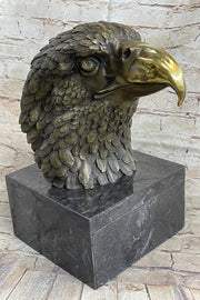 Hot Cast Bronze American Bald Eagle Head Bust Statue Sculpture on Marble Base