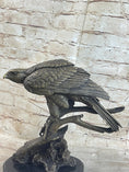 Load image into Gallery viewer, Signed Barye American Eagle On A Tree Branch Bronze Marble Figurine Art Figure
