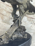 Load image into Gallery viewer, Signed Barye American Eagle On A Tree Branch Bronze Marble Figurine Art Figure
