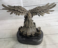 Load image into Gallery viewer, Eagle Landing on Waves Water Bronze Metal Statue Sculpture Figurine Decor Signed

