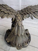 Eagle Landing on Waves Water Bronze Metal Statue Sculpture Figurine Decor Signed