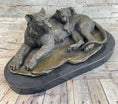 Load image into Gallery viewer, Tiger Family Mother & Cub Bronze Statue Sculpture Figure Marble Base Original Art 8" x 16"
