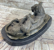 Tiger Family Mother & Cub Bronze Statue Sculpture Figure Marble Base Original Art 8