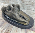 Load image into Gallery viewer, Tiger Family Mother & Cub Bronze Statue Sculpture Figure Marble Base Original Art 8" x 16"
