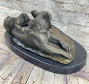 Tiger Family Mother & Cub Bronze Statue Sculpture Figure Marble Base Original Art 8