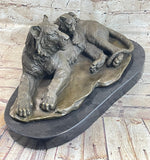 Tiger Family Mother & Cub Bronze Statue Sculpture Figure Marble Base Original Art 8