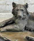 Load image into Gallery viewer, Tiger Family Mother & Cub Bronze Statue Sculpture Figure Marble Base Original Art 8" x 16"
