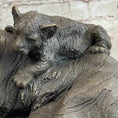 Load image into Gallery viewer, Tiger Family Mother & Cub Bronze Statue Sculpture Figure Marble Base Original Art 8" x 16"
