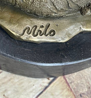 Tiger Family Mother & Cub Bronze Statue Sculpture Figure Marble Base Original Art 8