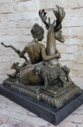 Load image into Gallery viewer, Greek Goddess Artemis Roman Diana Huntress Nude Bronze Sculpture w/ Deer by Milo
