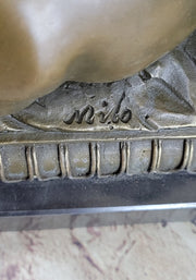 Greek Goddess Artemis Roman Diana Huntress Nude Bronze Sculpture w/ Deer by Milo