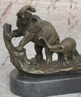 Load image into Gallery viewer, Three Elephants Family - Hot Cast Bronze Sculpture of African Wildlife on Marble Base

