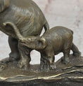 Load image into Gallery viewer, Three Elephants Family - Hot Cast Bronze Sculpture of African Wildlife on Marble Base
