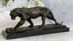 African Lioness Wildlife Animal Bronze Statue Marble Figure Art Decor