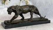 African Lioness Wildlife Animal Bronze Statue Marble Figure Art Decor