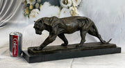 African Lioness Wildlife Animal Bronze Statue Marble Figure Art Decor