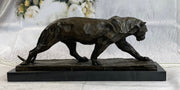 African Lioness Wildlife Animal Bronze Statue Marble Figure Art Decor