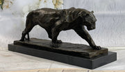 African Lioness Wildlife Animal Bronze Statue Marble Figure Art Decor