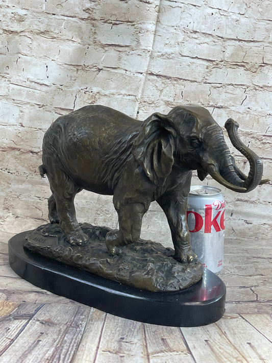 Cast Bronze Marble Sculpture Elephant Safari Statue Art Figure Figurine Animal