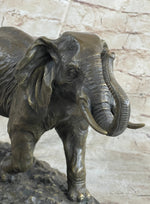 Cast Bronze Marble Sculpture Elephant Safari Statue Art Figure Figurine Animal