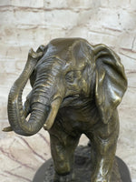 Cast Bronze Marble Sculpture Elephant Safari Statue Art Figure Figurine Animal