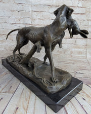 Hot Cast Bronze Sculpture of Hunting Dog Retriever with Rabbit in Mouth