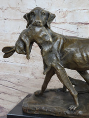 Hot Cast Bronze Sculpture of Hunting Dog Retriever with Rabbit in Mouth
