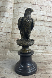 Original Milo Hawk American Eagle Bronze Marble Base Sculpture Bird Figurine Art