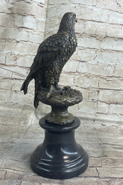 Original Milo Hawk American Eagle Bronze Marble Base Sculpture Bird Figurine Art