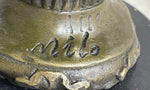 Original Milo Hawk American Eagle Bronze Marble Base Sculpture Bird Figurine Art